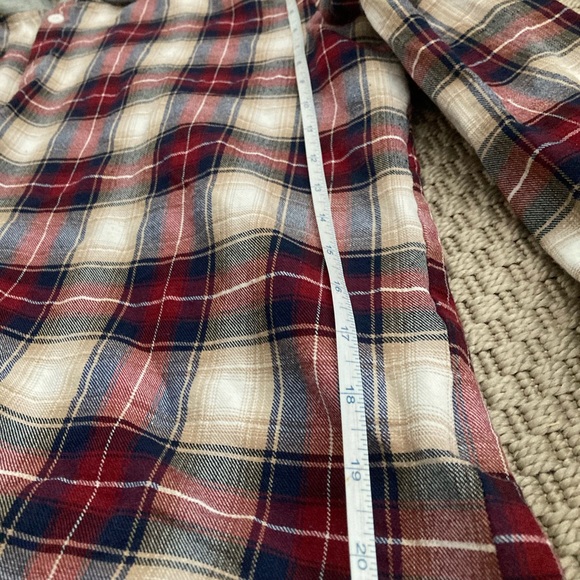 Mens plaid colourblock panel hooded shirt - Picture 3 of 6